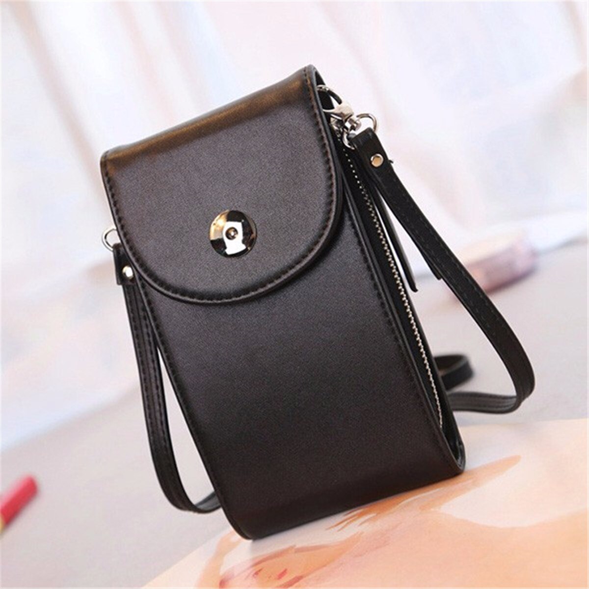 Osmond Frauen Handtaschen Koreanische Mini Tasche praktisch Taschen Einfache Kleine Umhängetaschen lässig Damen Klappe Schulter Tasche сумка женская: schwarz