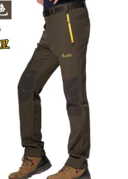 Herr vinter vandringsbyxor herr varma fleece softshell byxor utomhussport tjock vandring skidåkning vattentäta byxor: 1 / L