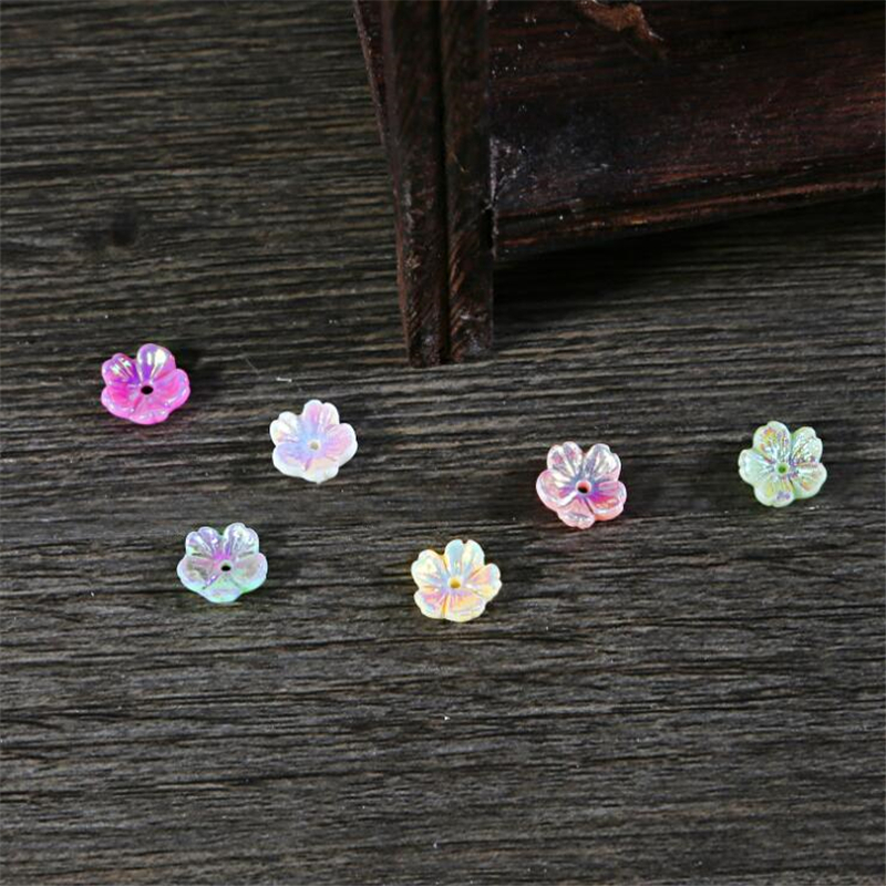 50pcs/lot 8mm imitate shell resin flower beads for diy hair clip Hairpin jewelry making handmade accessories material