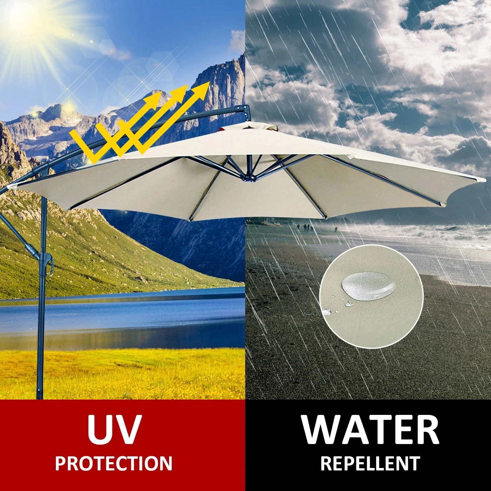 Tela de poliéster acanalada para sombrilla, superficie de sombrilla para Patio exterior, tela de repuesto, tela de sombrilla impermeable