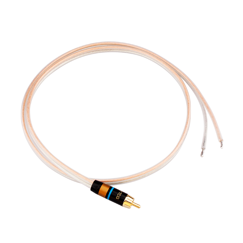 ​HiFi RCA Speaker Cable Bare Wire With Replaceable Plug Speaker Wire To RCA Plug Connector Adapter To Bare Wire: Ivory / 8m