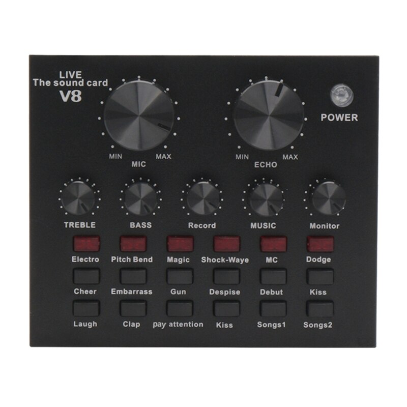 V8 Geluidskaart Audio Set Interface Externe Usb Live Microfoon Geluidskaart Bluetooth Functie Voor Computer Pc Mobiele Telefoon