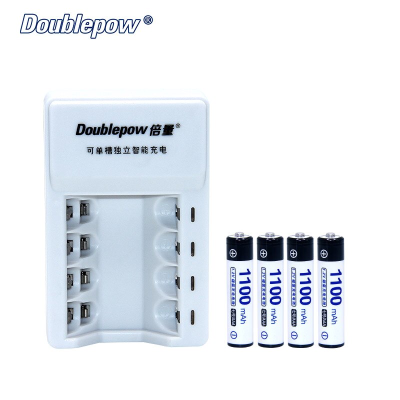 4 Slots Doublepow DP-K11 Ni-MH/NI-CD Intelligent Rapid Charger + 4 pcs 1.2V AAA Ni-MH 1100mA batteries in full capacity Set