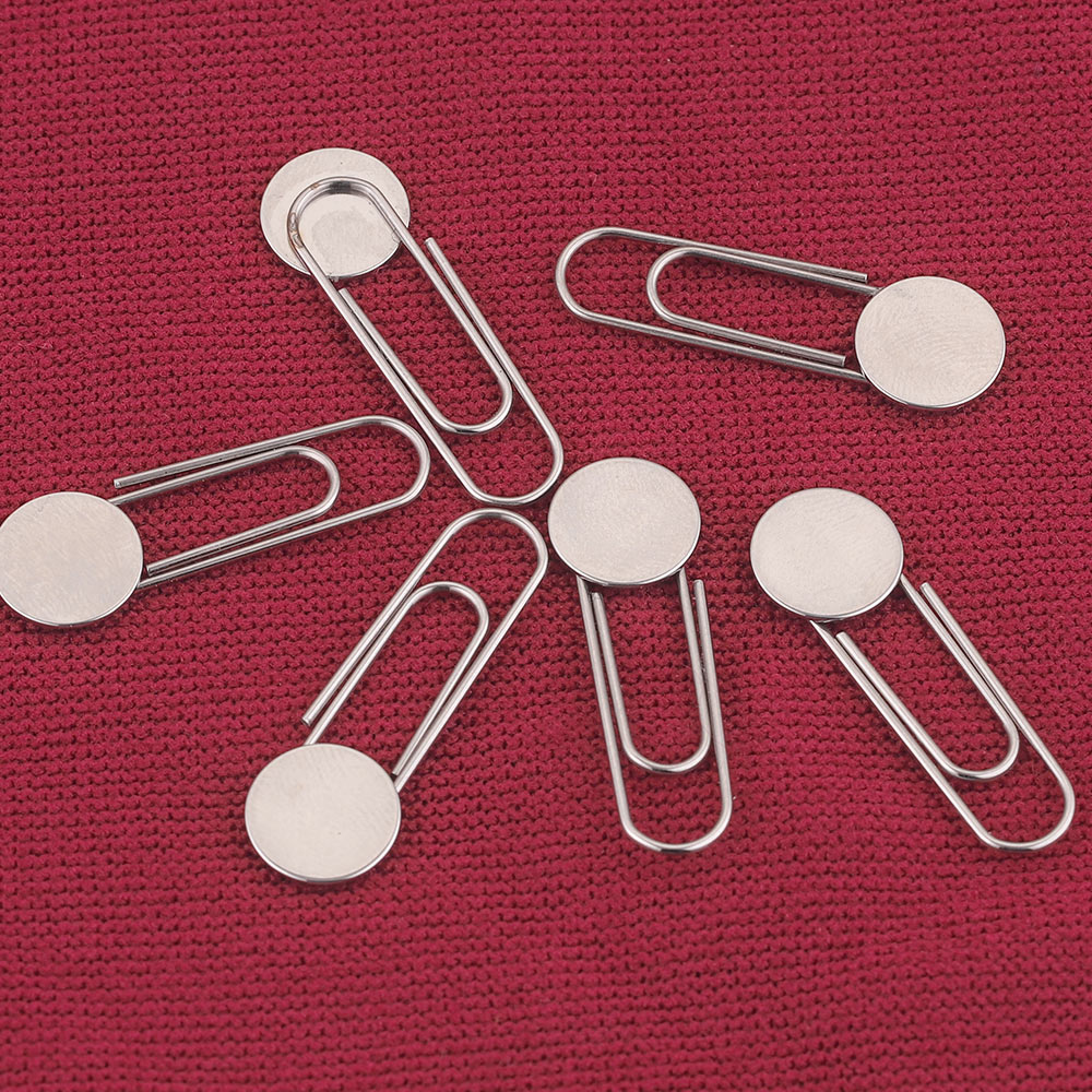 10 Stks/partij Rvs Paperclips Platte Blank Base 10Mm Hars Glas Cabochons Bezel Veiligheidsspelden Kraag Pin Sieraden