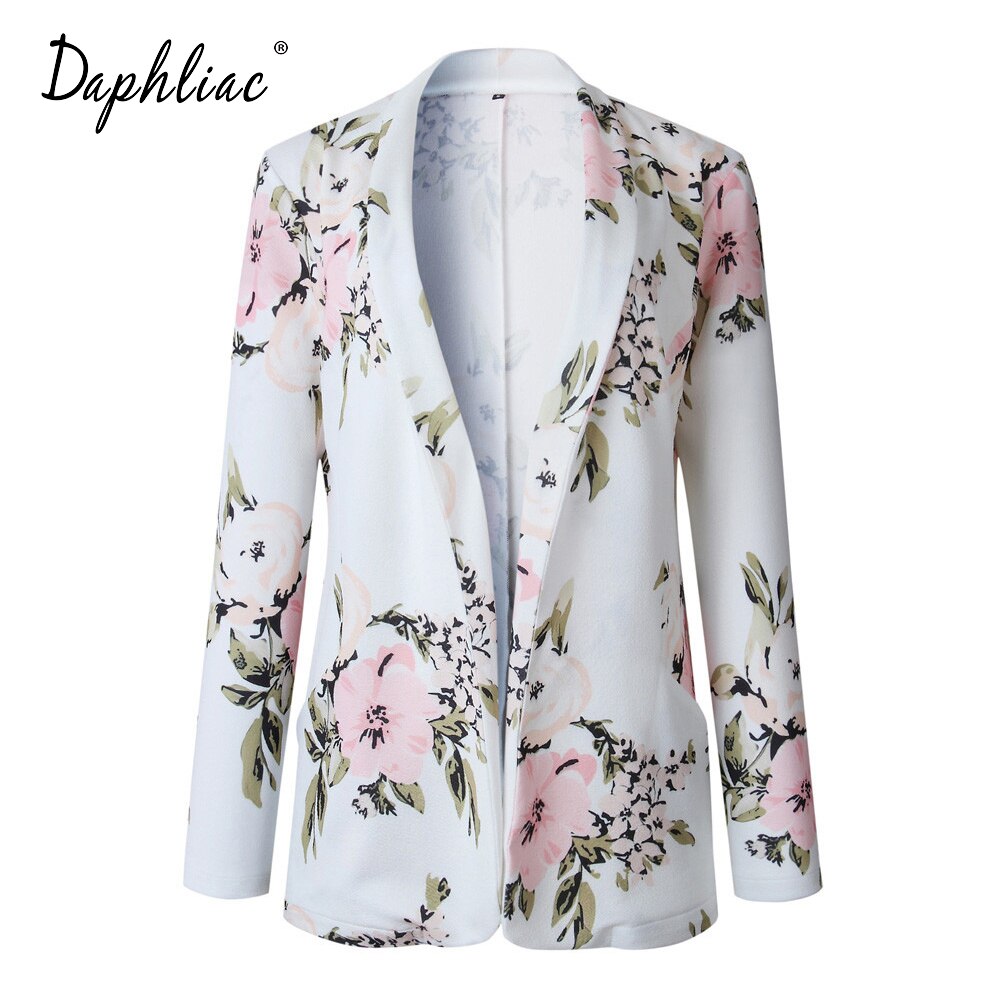 Autumn Jackets Slim Long Sleeve Floral Print Jacket Zipper Procket Casual Notched Collar Women's Bomber Outwear