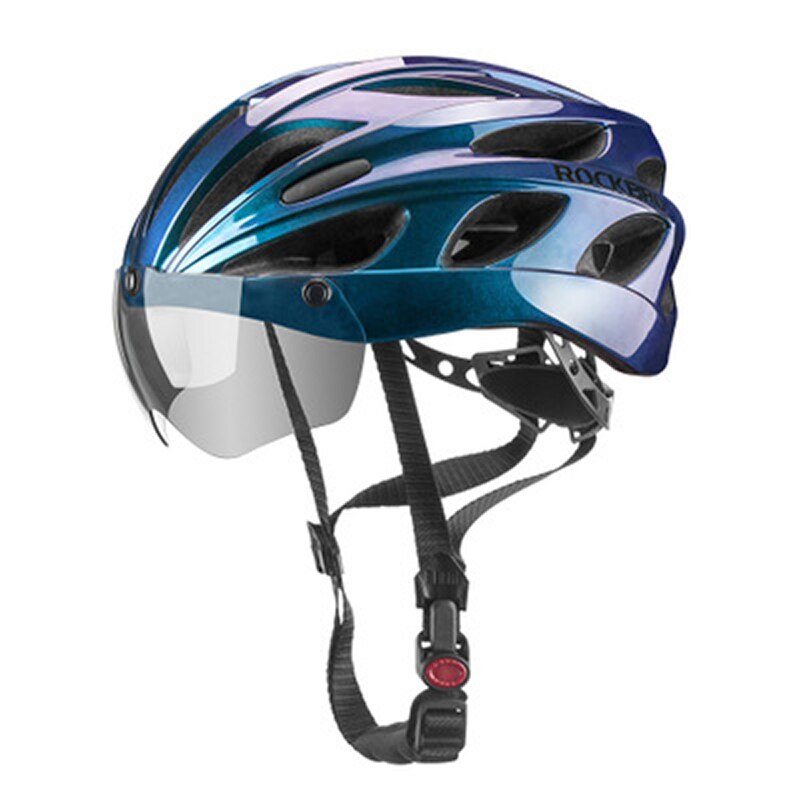 Rockbros Mannen Vrouwen Racefiets Helm Fietsen Eps Integraal Gegoten Helm Mountain Mtb Fiets Veiligheid Helm Met Bril Lens: Gradient Blue