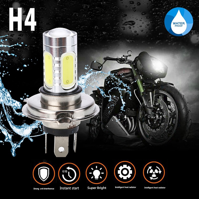1PC H4 9003 High Power COB LED Lamp Motorfiets Koplamp Wit Hi/Dimlicht Voor ATV Moto Scooter hoofd Lamp 72mm x 18mm 6000K 30W