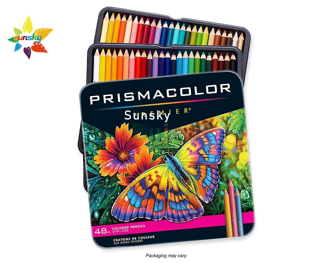 Originele 24 48 72 132 150 Prismacolor Premier Zachte Kleurpotlood Prismacolor Sanford Schets Potlood Met 10 Art Gereedschap Tin doos: 48 color
