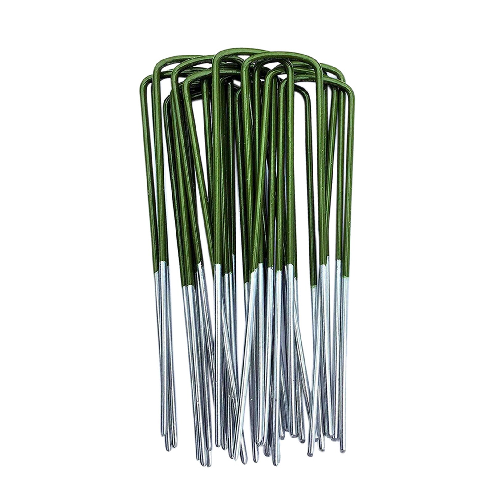 Kunstgras Gazon U-vormige Zware Outdoor Sterke Insert Turf Pin Universele Met Afgeschuind End Verzinkt Staal Half Groen: 30pcs