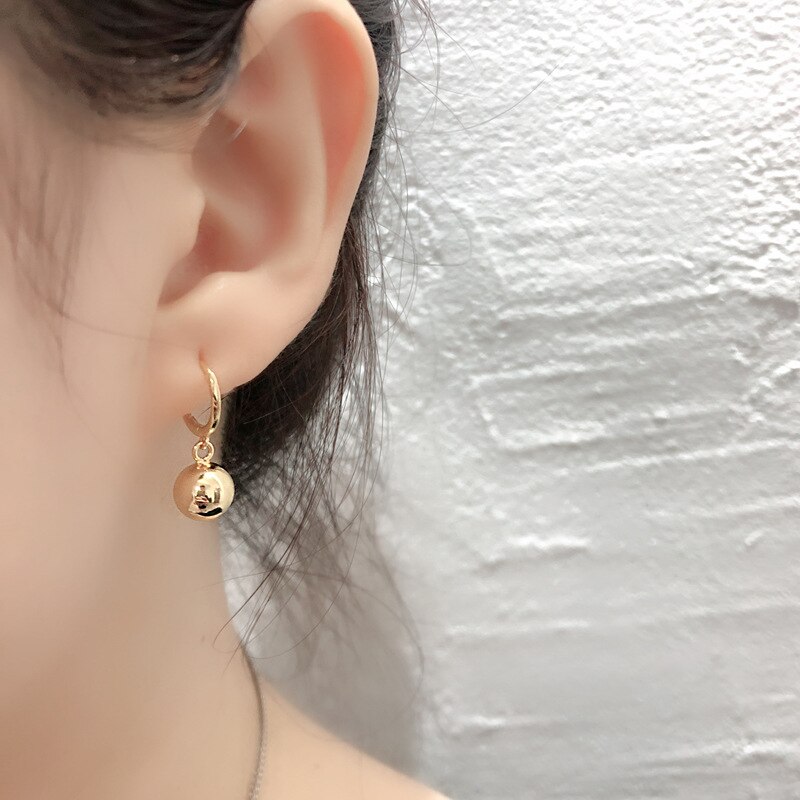 F.i.n.s estilo coreano genuíno 925 prata esterlina balançar brincos 8mm bola redonda pendurado brincos feminino anti-alergia jóias finas