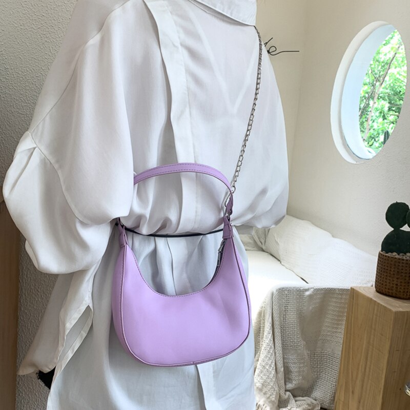 Snoep Kleur Kleine Schouder Dumplings Tassen Voor Vrouwen Bolsa Feminina Lederen Crossbody Tas Vrouwen Handtassen En Portemonnee