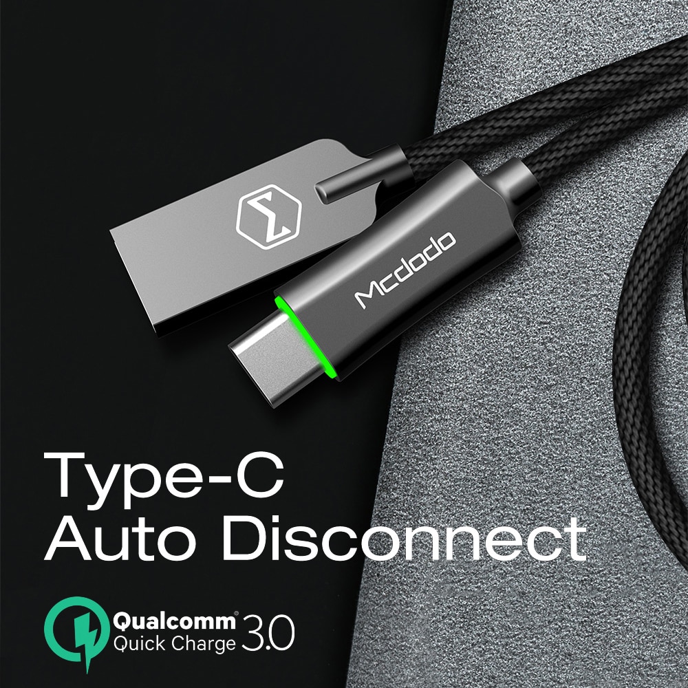Mcdodo USB Type C Kabel QC3.0 Snelle Opladen Data Kabel voor Huawei Xiaomi Samsung S10 9 Auto Disconnect Charger USB kabel Type C