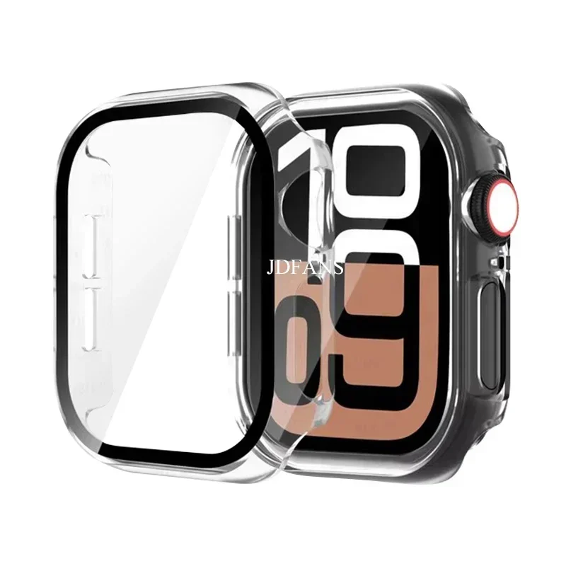 Glass+PC Case For Apple Watch S10 46MM 42MM Accessories HD Tempered Screen Protector Hard Bumper iWatch Series 10 Cover 42 46 mm: RED / 7 Inches & Above