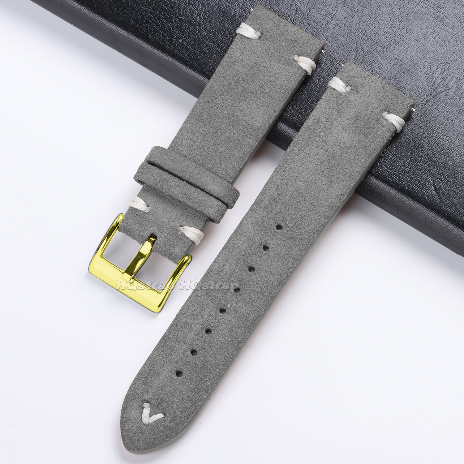 Guldspänne armband 18mm 20mm 22mm mocka läder vintage rem snabbkoppling klockarmband sportarmband tillbehör: Kolsvart / 12mm