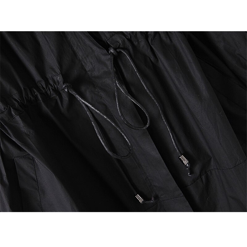 Gabardina larga con capucha para mujer, abrigo informal negro, talla grande 3XL, 4XL, R793, novedad de primavera y otoño de