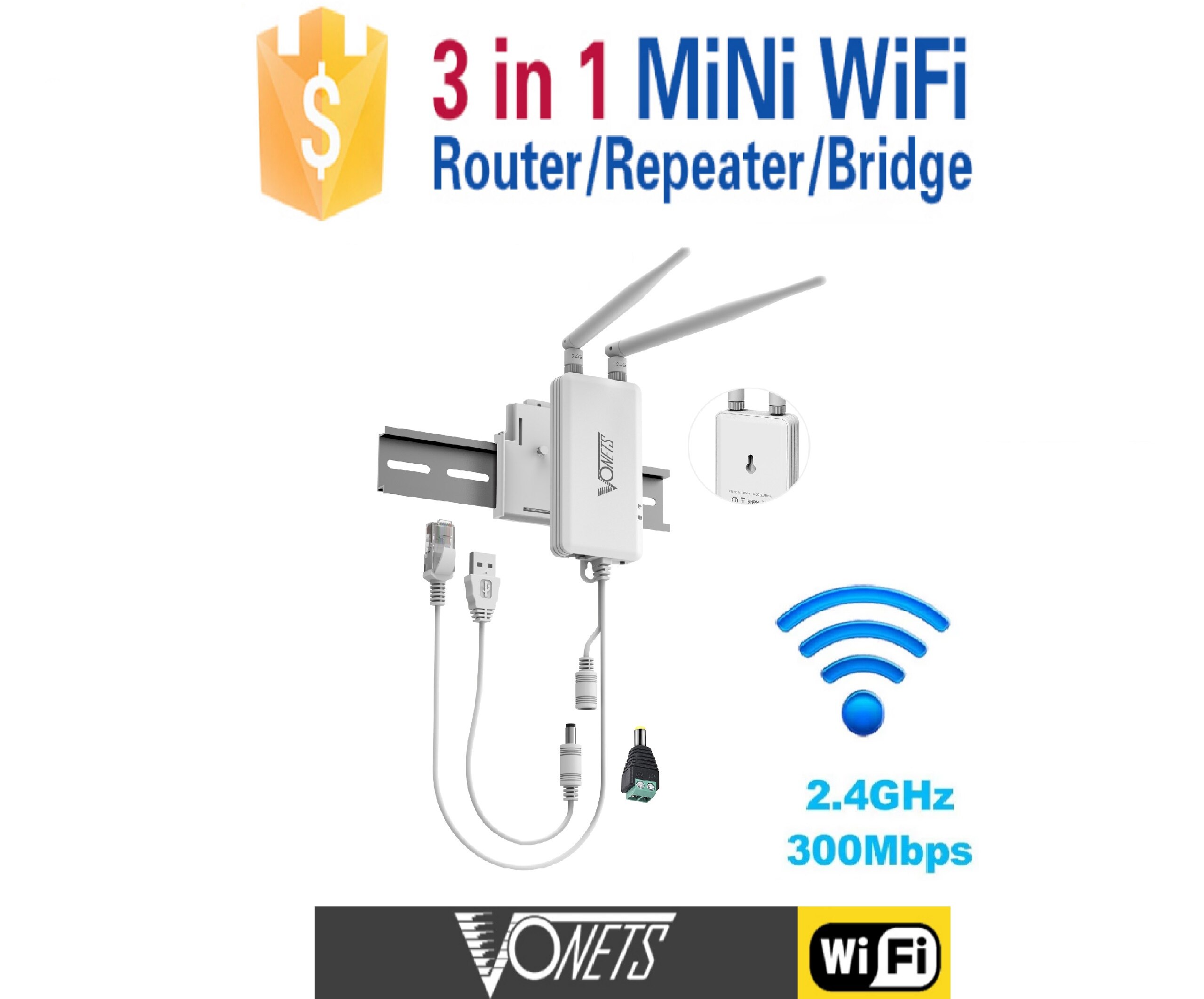 Vonets 2.4g wifi para wired ethernet ponte wifi roteador hotspot sinal impulsionador rj45 para wi-fi adaptador antenas para dvr plc tv vap11s
