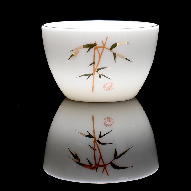 Witte porseleinen theekop, traditioneel chinees patroon, theekopje, theekom voor puer kung fu theeservies accessoires, theeservies en drinkgerei: 4