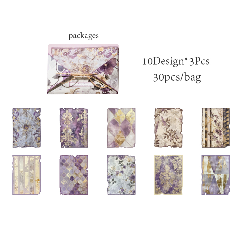 Mr. paper 6 stilar 30 ark/förpackning tunt pappersmaterial papper tankar om vinden serien gör-det-själv-handbok dekorativt bakpapper: Blå