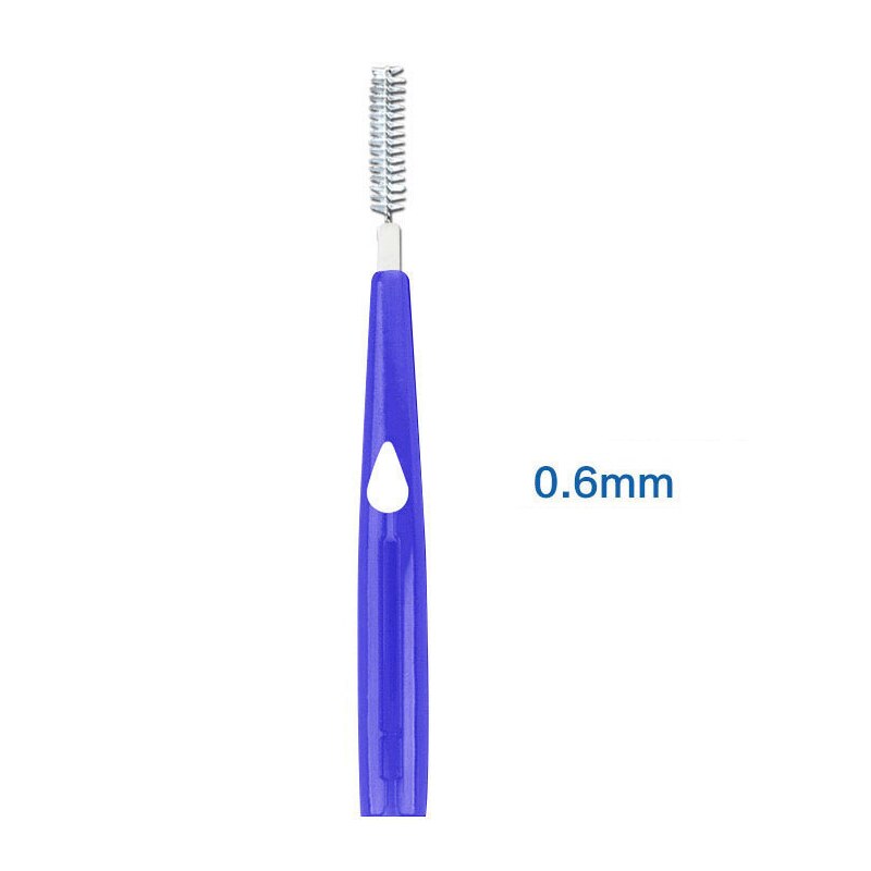 10 stk tand-mundhygiejne push-pull interdental børste voksne tandrensning tandtråd børste tandstikker 5 størrelse børstehoved tandpleje: Lilla -0.6mm