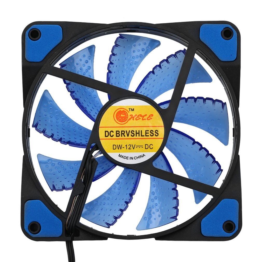 120mm led ultra stille computer pc behuizing ventilator 15 led's 12v met rubberen stille molex connector eenvoudig te installeren ventilator: Blauw