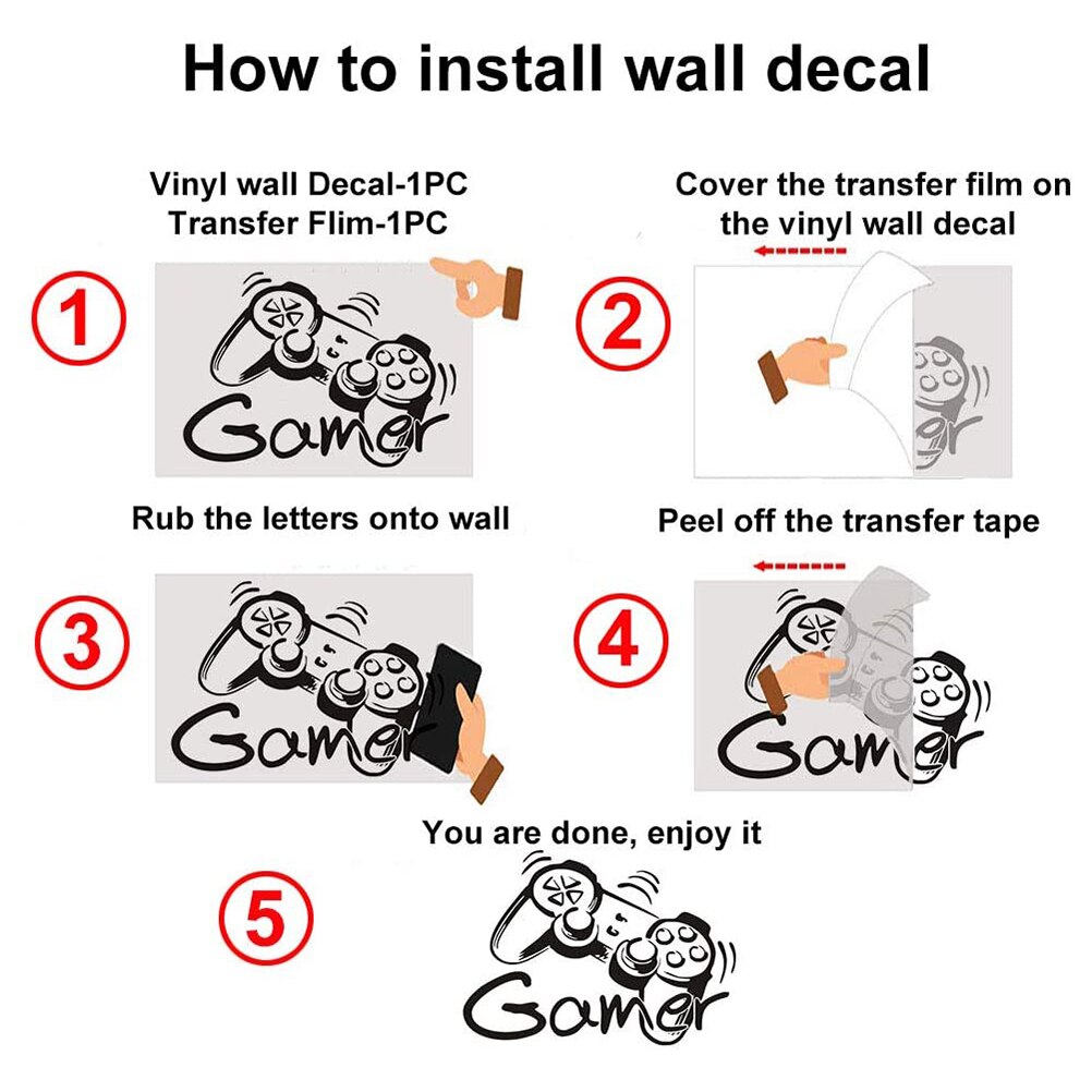 Gamer Wall Sticker Removable Wall Decoration Vinyl Wallpaper For Kids Boys Room Decor Decals Door Game Poster Sticker