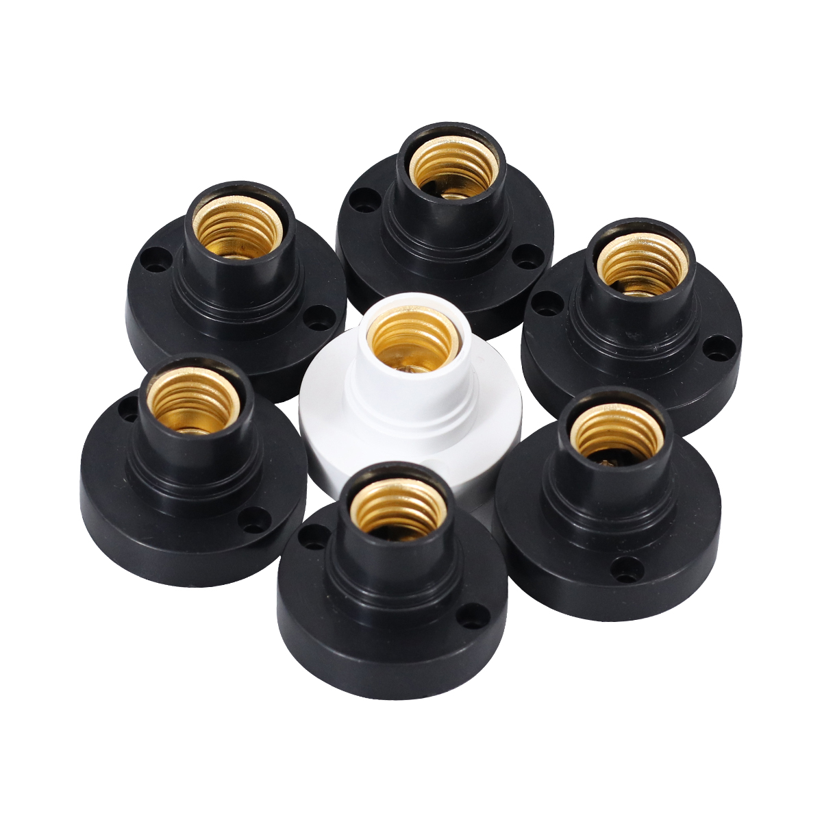 10 Uds. Base de tornillo de lámpara E14 casquillo de lámpara de bombilla de plástico redondo, soporte de Base de tornillo de bombilla, adaptador de soporte de casquillo de tornillo (negro)