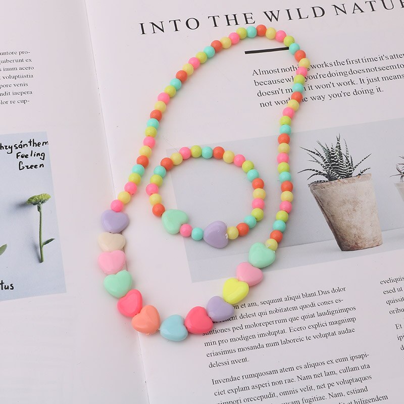 Enfants été style collier bracelet costume bébé doux cheveux accessoires bijoux pentagramme printemps: Vert