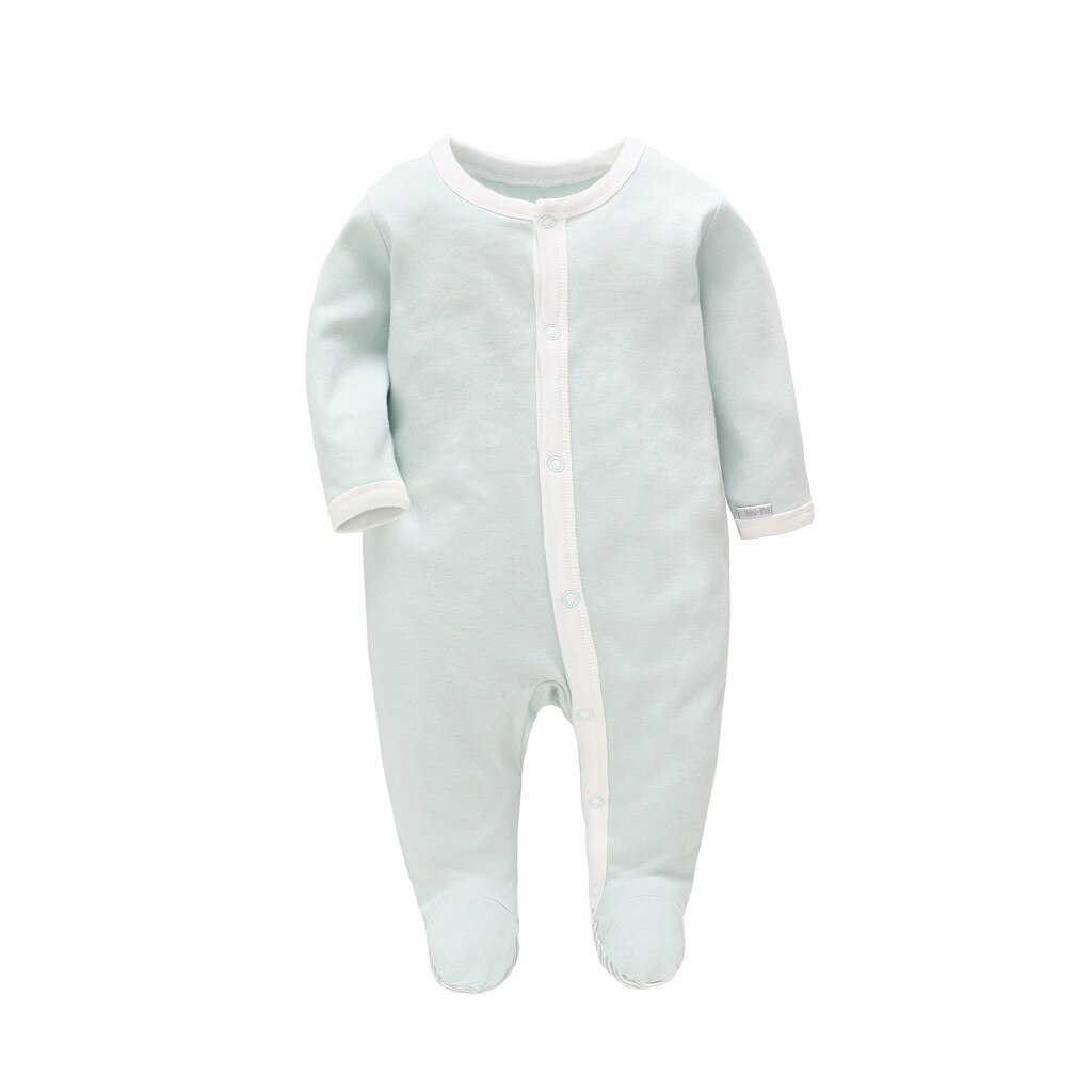 Lange Mouwen Solid Button Betaalde Kleding Pasgeboren Baby Meisje Kleding Lente Casual Warm Footies Jumpsuit Jongens Overalls