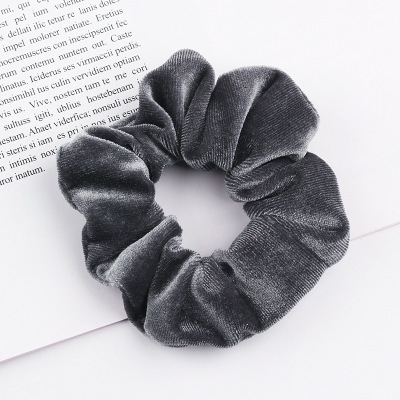 Nueva terciopelo dorado mujeres color puro salvaje intestino grueso pelo elástico deportes danza Scrunchie niñas accesorios para el cabello: Gris oscuro