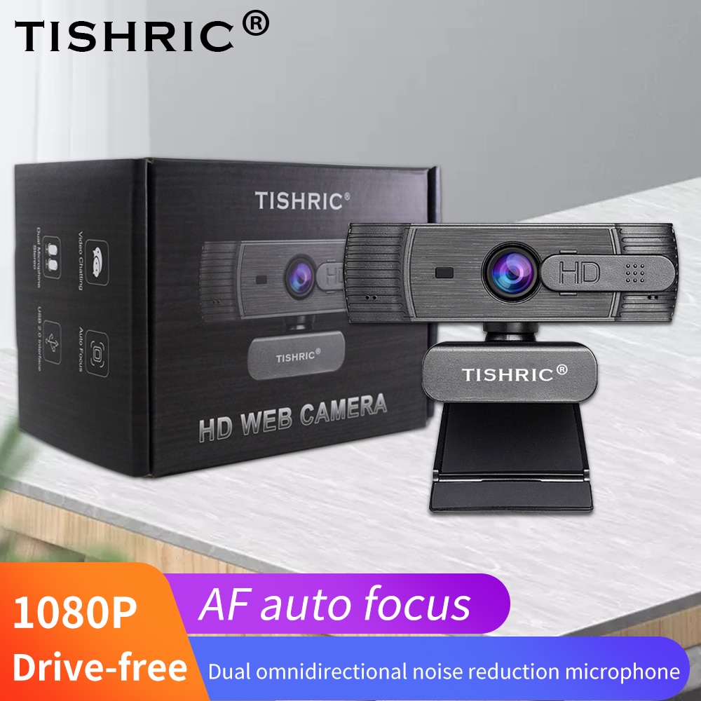 TISHRIC-cámara Web T200 con enfoque automático, 1080p, con micrófono para cámara Web, para videollamadas de ordenador