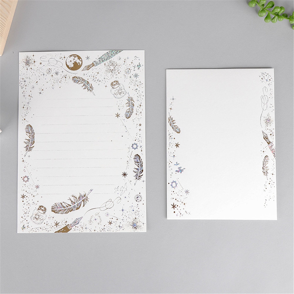 8pcs Vintage Gilding Letter Paper Set Wedding Invitation Card Writing Pad Letter Writing Paper Letter Pad Supplies Stationery