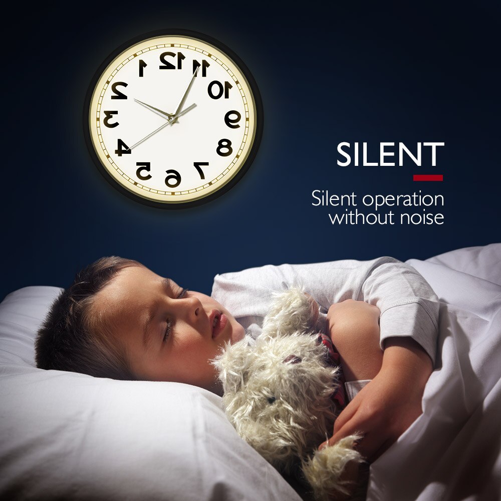 Counterclockwise Funny Numbers Wall Clock Metal Frame LED Night Lighting Clock Voice Control Slient Glow in Dark Wall Watch