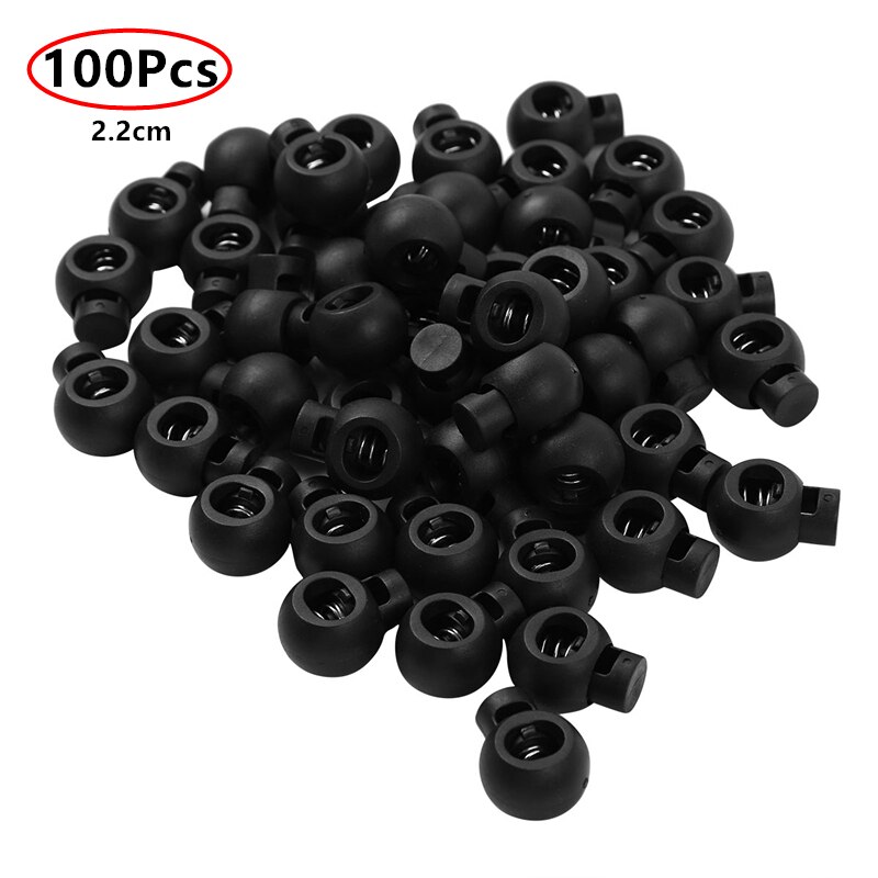 US STOCK Cord Lock Toggle Clip Stopper Plastic Black For Bags/Garments Single Hole Cord Lock Elastic Sliding Fastener 50/100Pcs: 100Pcs Black