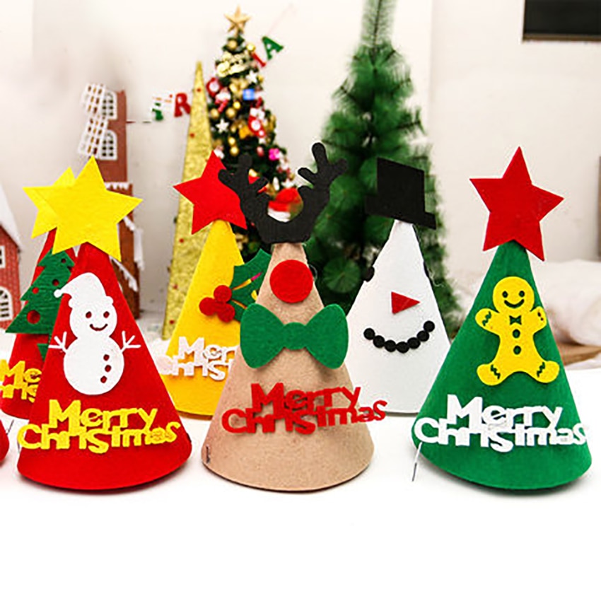 Non-woven Kerstmuts Cartoon Santa Sneeuwpop Kers Kerstboom Kostuum Hoed Voor Vrouwen/Mannen/Kids/volwassen Kerst Decoratie