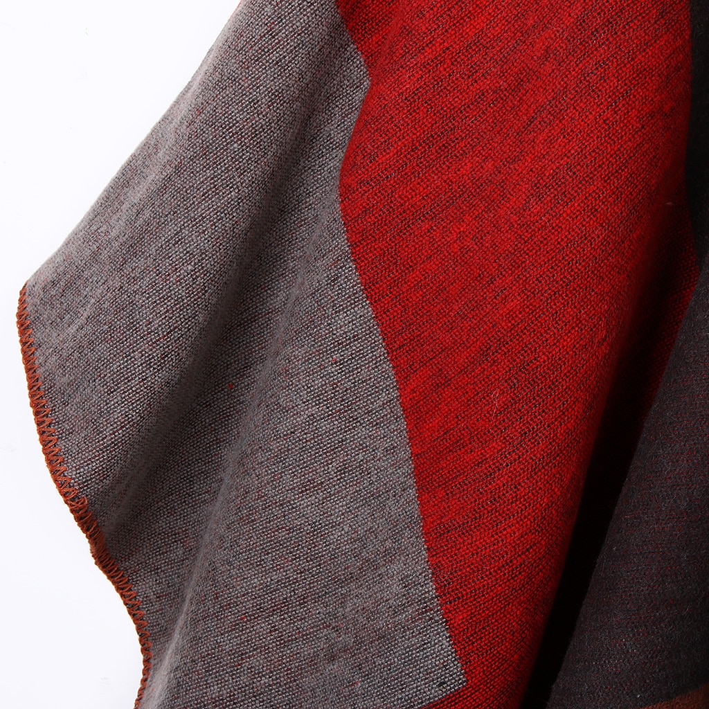 Feminino xadrez cor bloco xale envoltório frente aberta poncho cape cardigan presente de natal malha camisola casaco para o inverno natal feriado