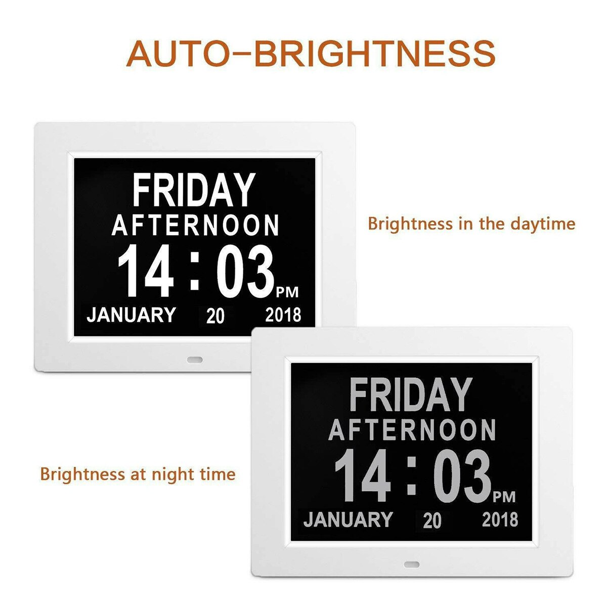 8Inch Large Screen Digital Alarm Clock Auto Brightness Adjustment Calendar Electronic Clock Machine Big Font Old Man Alarm Clock
