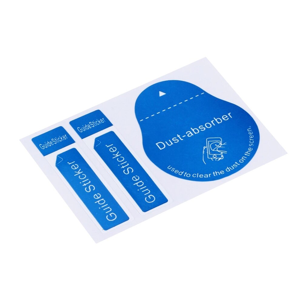 50 Stuks Blauw Stofverwijdering Telefoon Scherm Schoonmaken Tool Alle Mobiele Telefoons 3 In 1 Dust-Absorber + Gids sticker Clear Stof Op Scherm