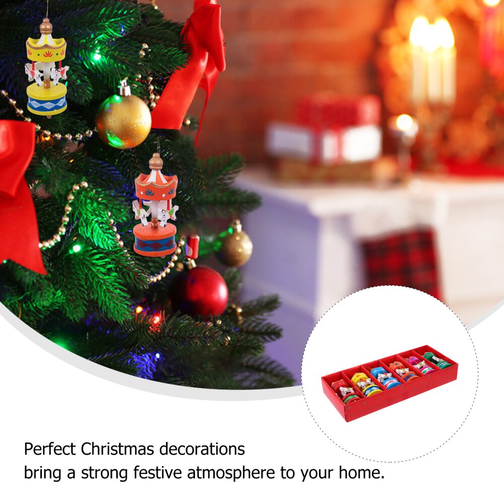 1 Set 6 Pcs Christmas Souvenirs Mini Merry-go-round Home Decorations Ornaments