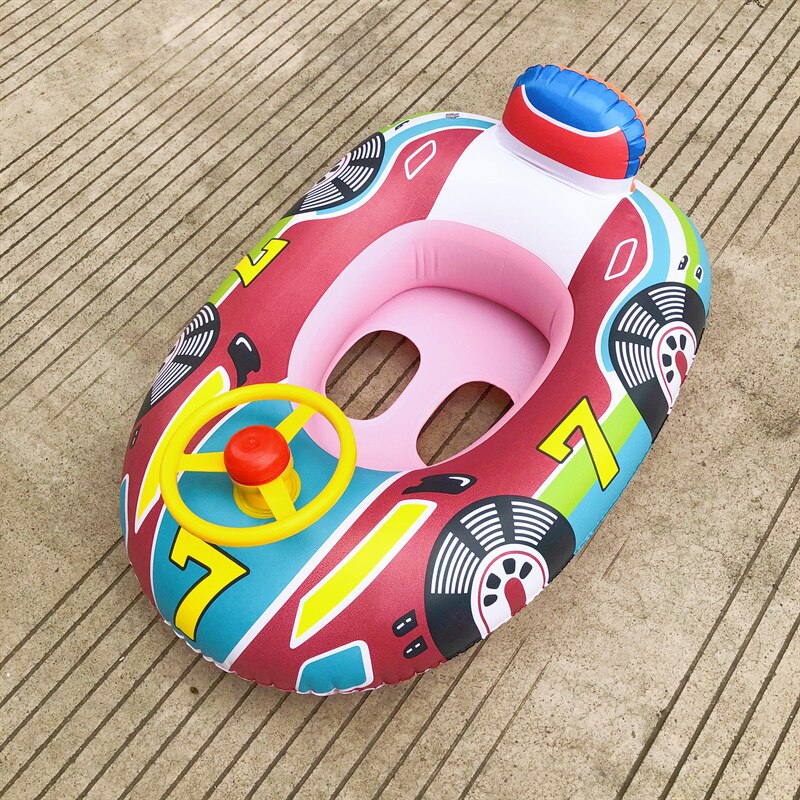 Car Horn Boat 0-6 Years Old Infants And Toddlers Playing In The Water Swimming Seat Steering Wheel With Awning Inflatable Toys: Small Motorboat Pink