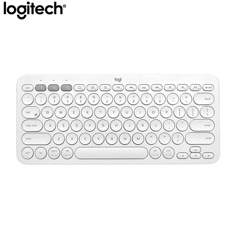 Logitech K380 Bluetooth Wireless Keyboard Portable Ultra Thin Mini Mute Multi-Device Keyboards For PC Laptop Tablet Android IOS: white