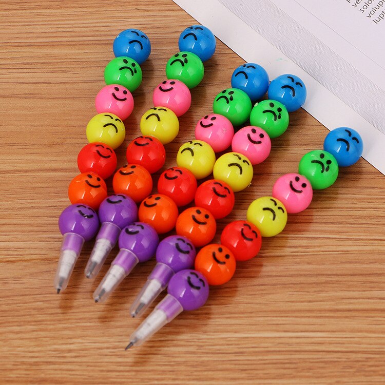 7 Kleur Kleurpotloden Cartoon Smiley Gezicht Uitdrukking Snoep Kalebas Pen Kinderen Studenten Schilderen Briefpapier School Kantoorbenodigdheden