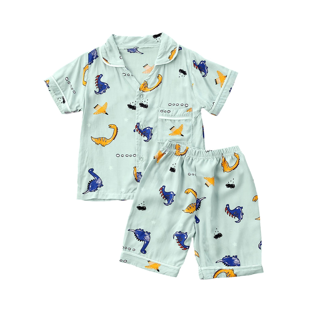 Aa Zomer Kids Jongens Pyjama Set Dinosaurus Print Korte Mouw Tops Shirt Shorts Nachtkleding Nachtkleding Katoenen Kleding Pak