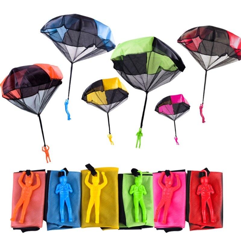 6 Stks/set Multi-color Vierkante Strand Hand Gooide Speelgoed Vliegende Parachute Pop G2AE
