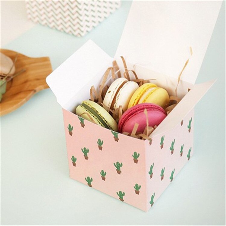 2Pcs/Set Cactus Paper Candy Box Boxes with Ribbons and Labels Wedding Christmas Birthday Party Favor Packaging Bag Supplies