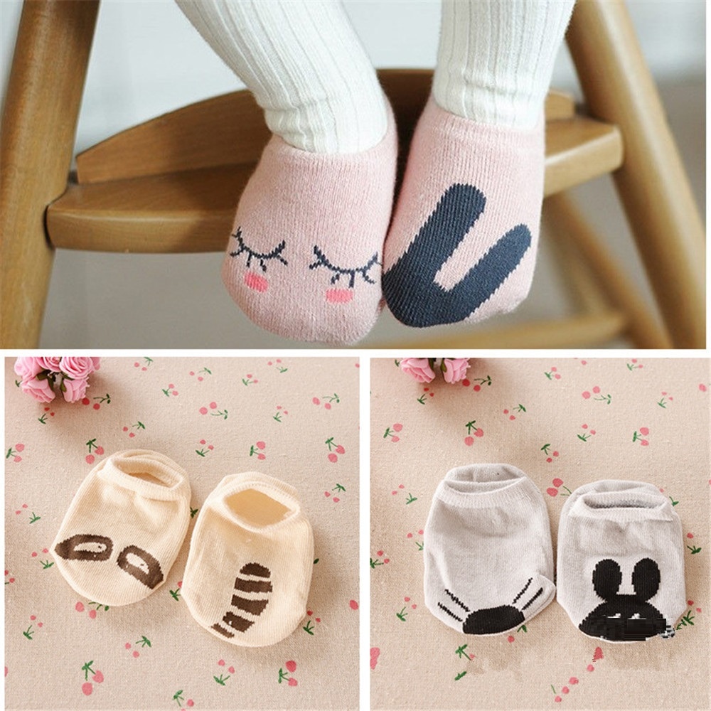 3Pairs Anti-Slip Children Sock Rubber Foot Cotton Baby Boy Socks Animal Girl Ankle Short Sock Newborn Anklets Infant Bobbysock