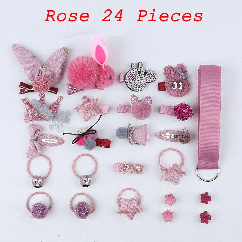 Baby Accessories Kids Girls Hair set Hair Clips Barrette Hairpin 24-piece Set Hair Accessory Box Bowknot