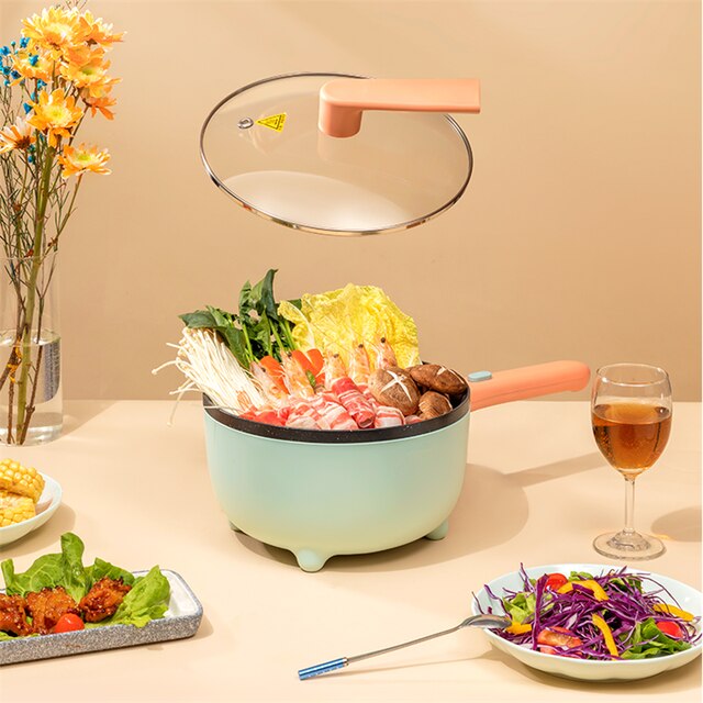 220V Portable Electric Frying Pan Pot Multifunctional Electric Cooking Pot Machine Household Mini Pot Multi Cooker: AU