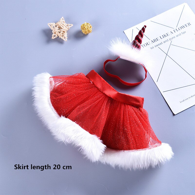 Ins Children&#39;s Cute princess Tutu Baby Christmas red TUTU skirt saints&#39; party Tulle Tutu with matching unicorn headband sk19012: M / 6T