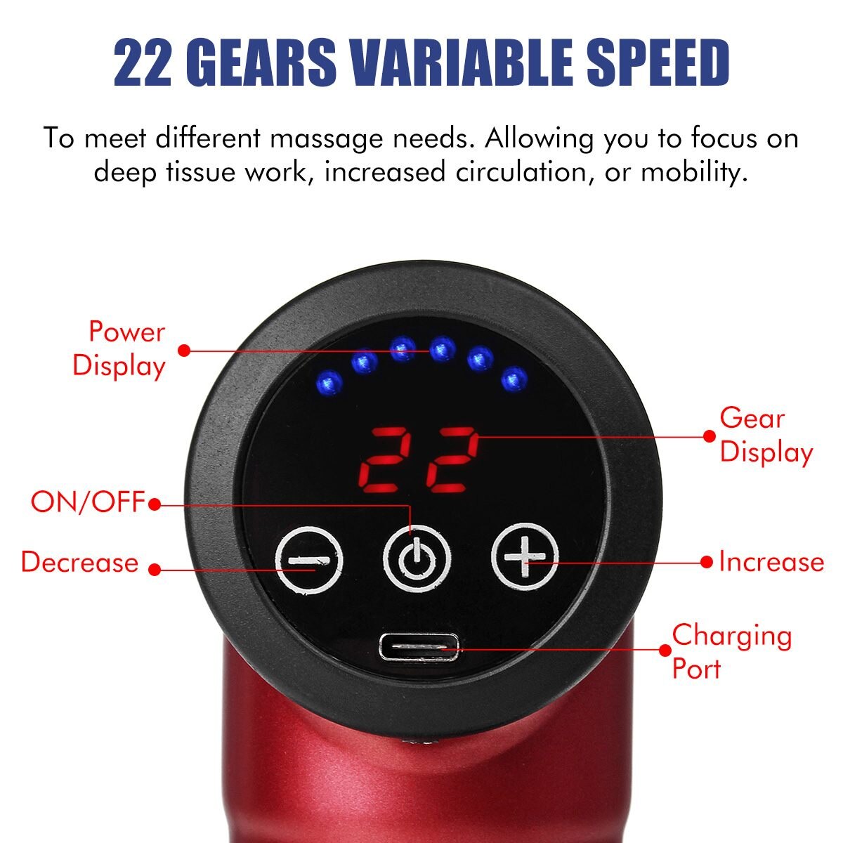 22 Gear Elektrische Massager Percussie Massage Gun Verlichten Spier Pijn Therapie Vibrator Apparaat Met 11 Massager Heads 8000r/Min