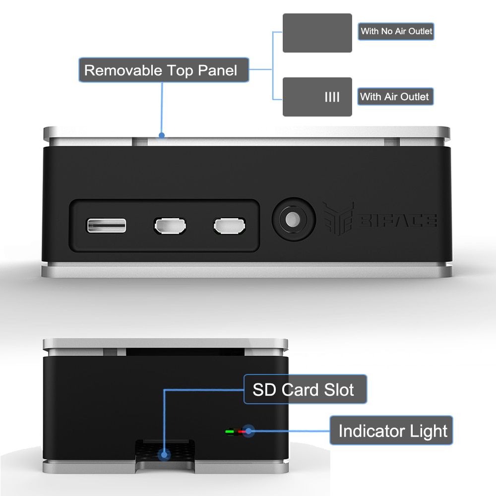 Raspberry Pi 4 Case BIFACE Aluminium Case with Cooling Fan Heatsink Simple Replaceable Removable Top Cover for Pi 4 Model B/ 4B